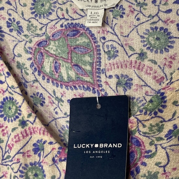 Lucky Brand Victoria Long Sleeve Baby Doll Flowy High/Low Hem Top Sz L NWT - Picture 9 of 15